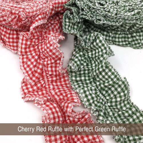 Perfect Red 2 Ruffled Fabric Trim Garland -12 feet