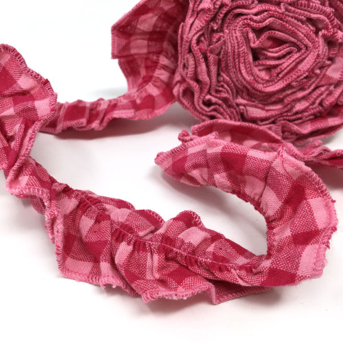 Clearance!  Strawberry Pink 5 Ruffled Fabric Trim Garland -12 feet Clearance!  Strawberry Pink 5 Ruffled Fabric Trim Garland -12 feet