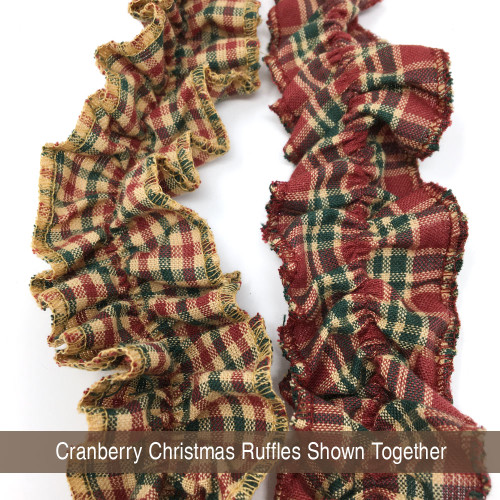 Cranberry Christmas 3 Ruffled Fabric Trim Garland -12 feet