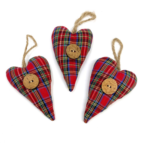 Homespun Fabric Rustic Heart Christmas Ornaments - Set of 5 - by Marilee  Home - Jubilee Fabric