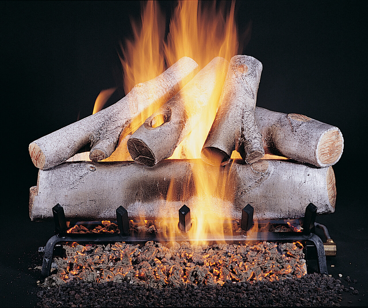 Birch Logs (Shown in 24" set size with FX burner and 5/8" grate) by Rasmussen Gas Logs