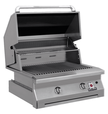 Solaire 30 Inch Grill, Built In, Front View, Hood Up, IRBQ