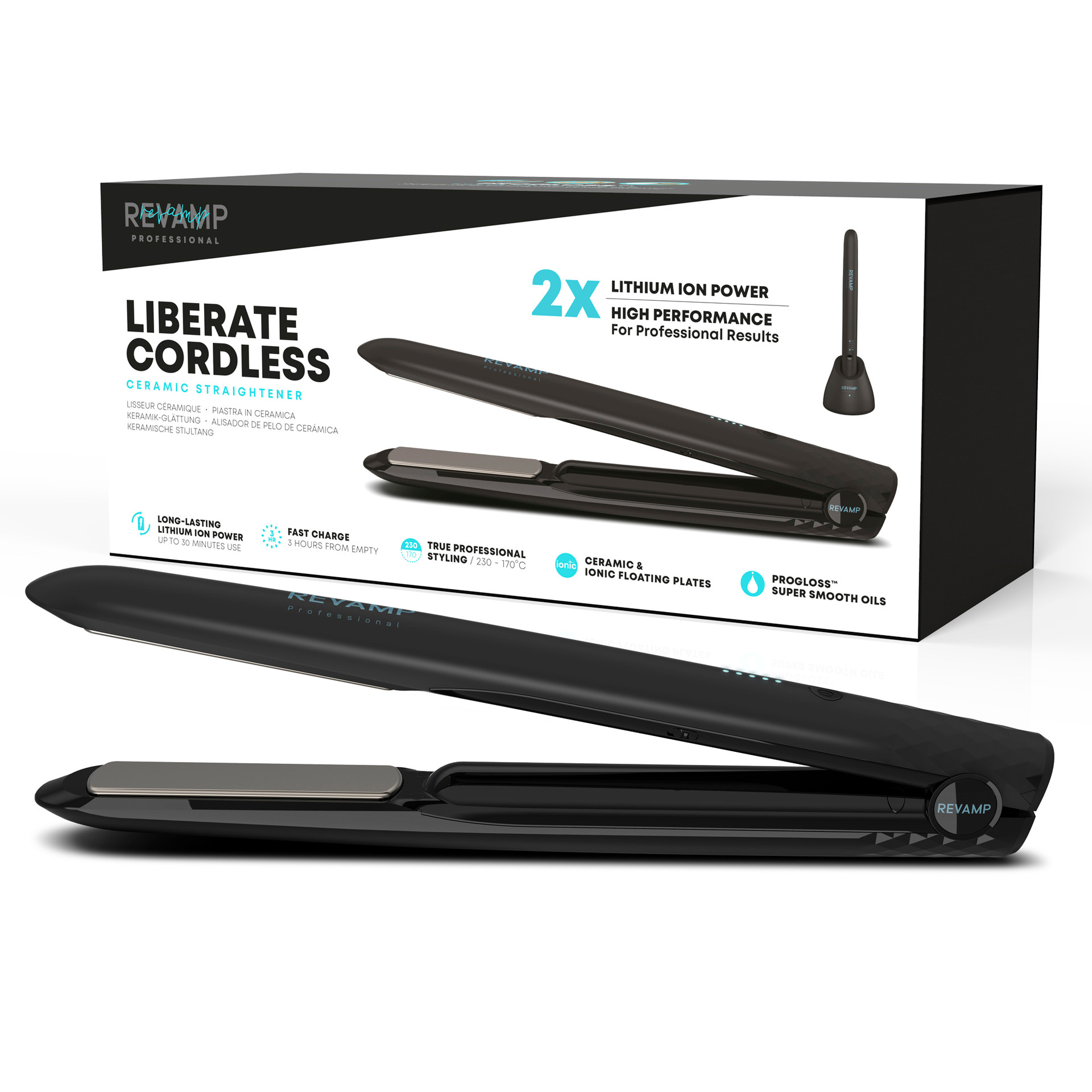 Revamp Professional Hair Progloss Liberate Cordless Ceramic Compact Straightener | BIG W