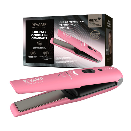 REVAMP Liberate Cordless Compact Ceramic Hair Straightener - Pink