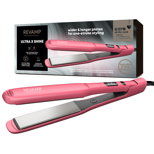 Progloss Wide Ultra X Shine Hair Straightener Pink  - Product Image - Revamp Professional