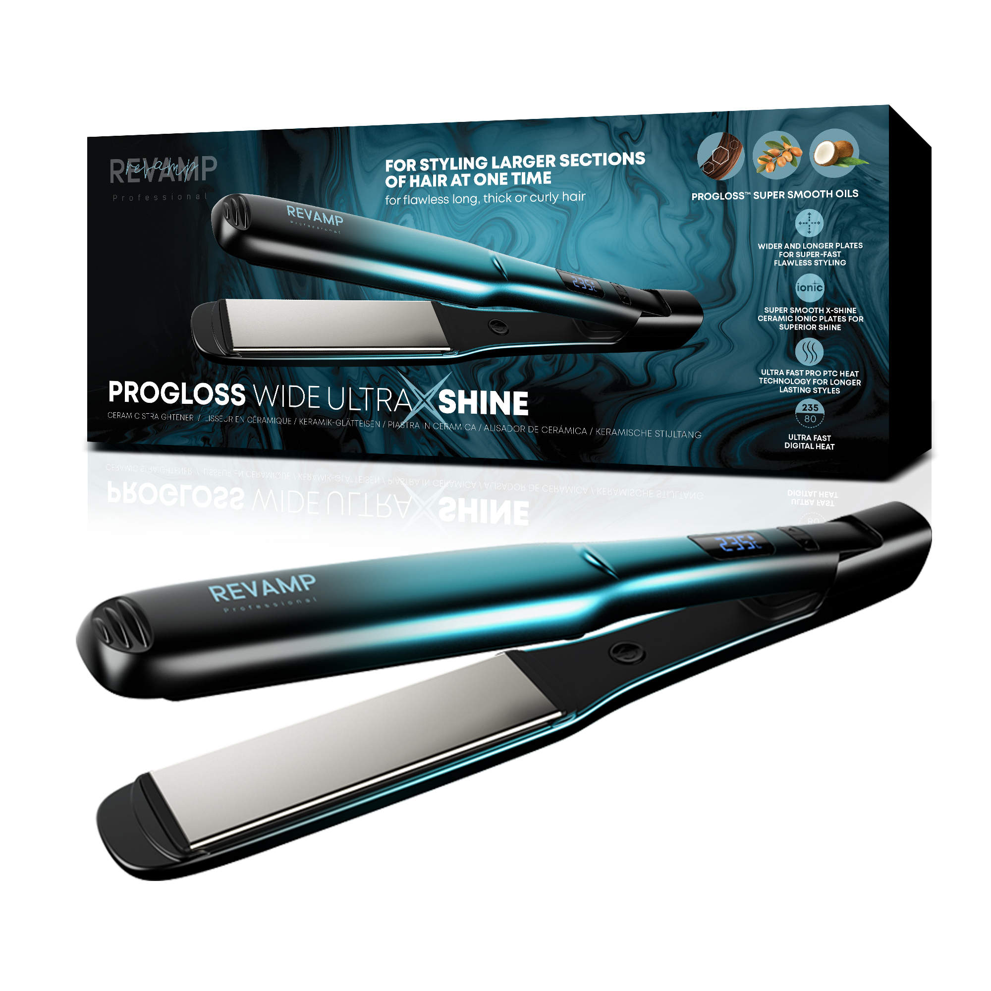 Progloss Wide Ultra X Shine Ceramic Hair Straightener 