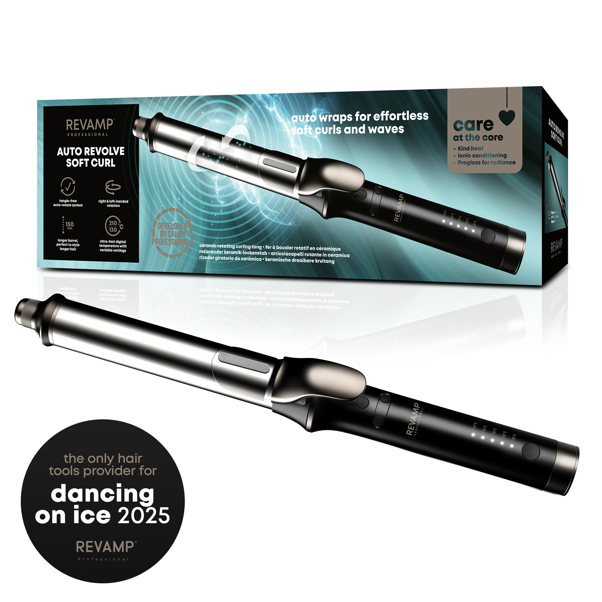REVAMP Auto Revolve Soft Curl Ceramic Rotating Curling Tong