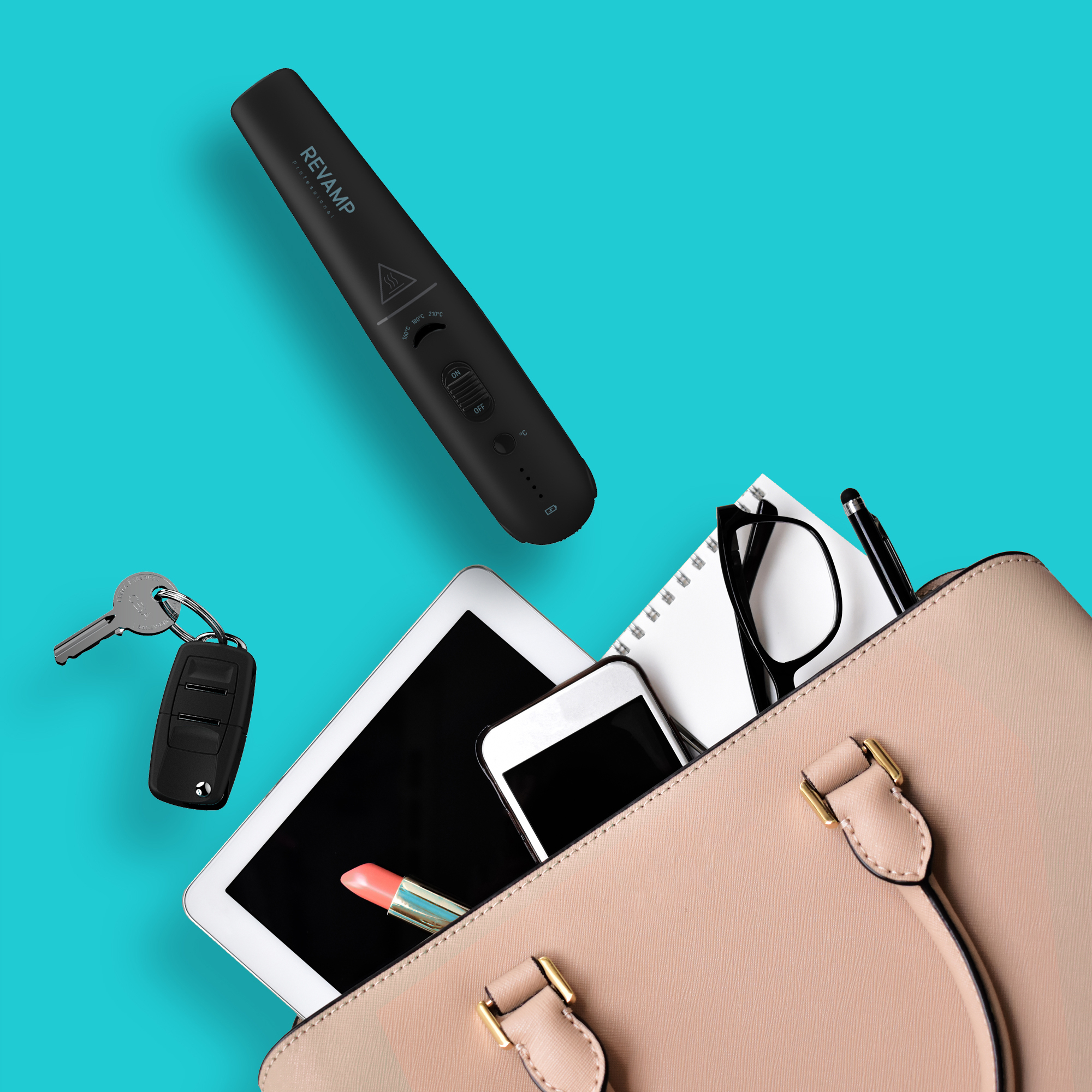 Compact hair straightener suitable for travel in handbags