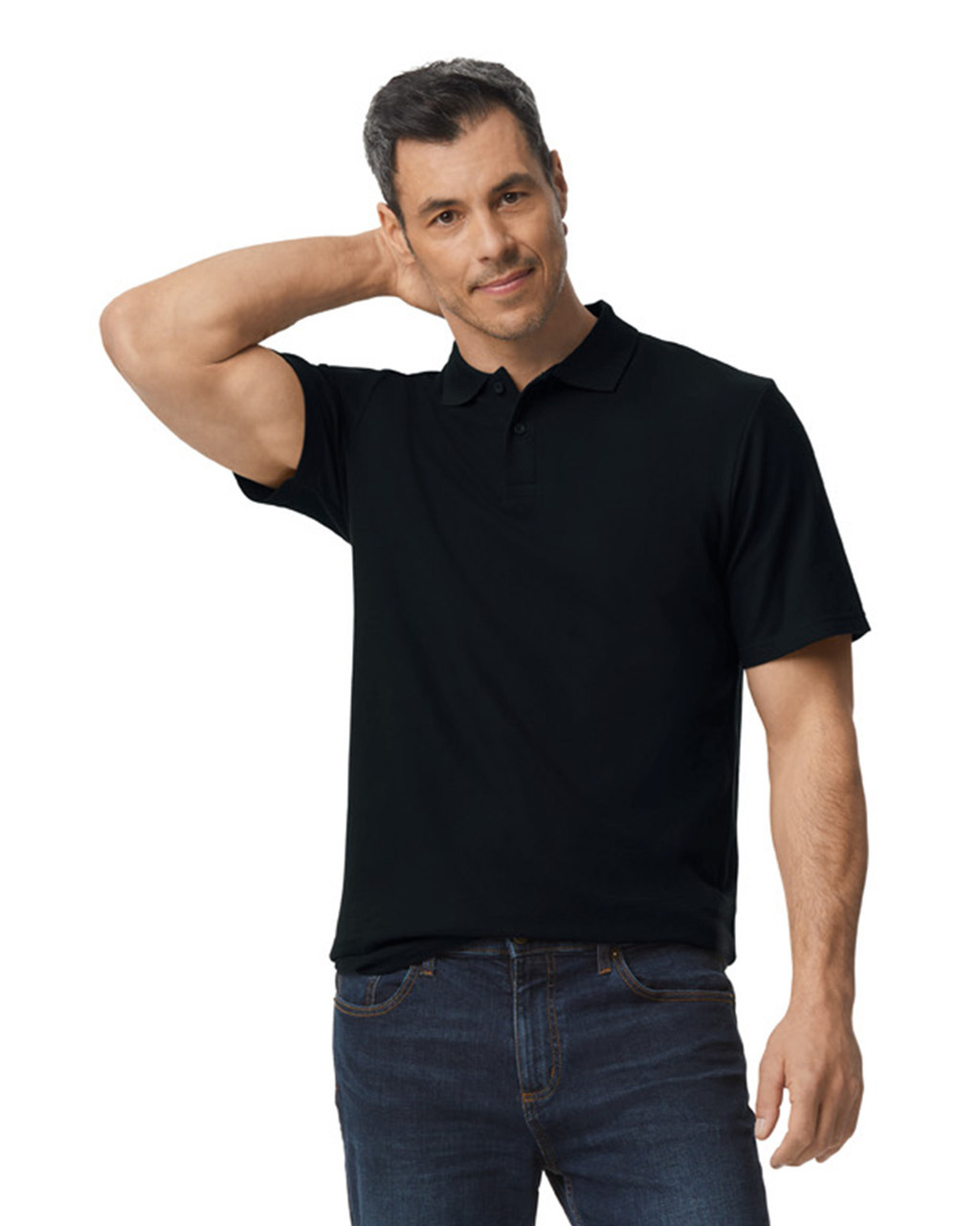 gildan black polo shirt