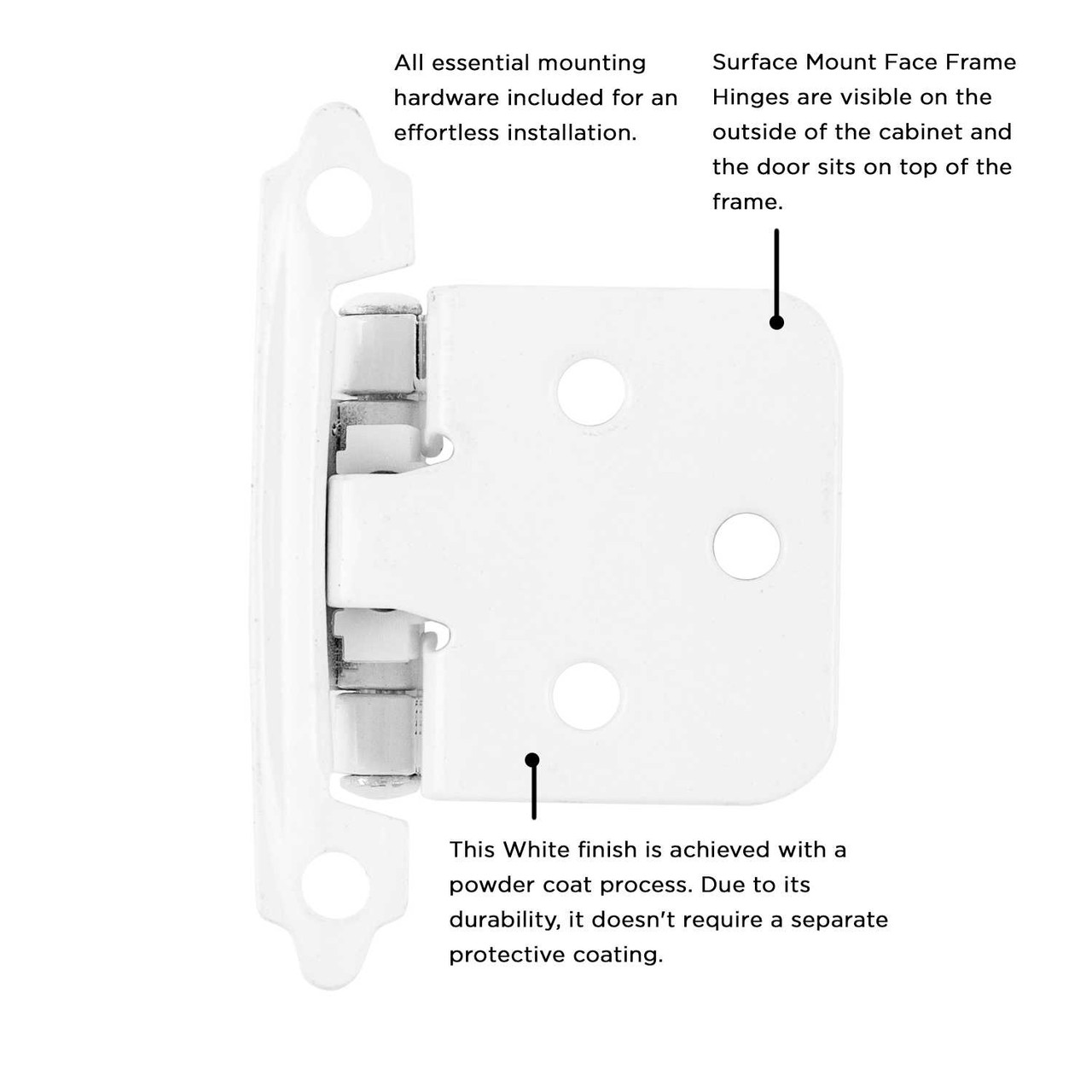 Hickory Hardware White Flush Variable Overlay Cabinet Hinges