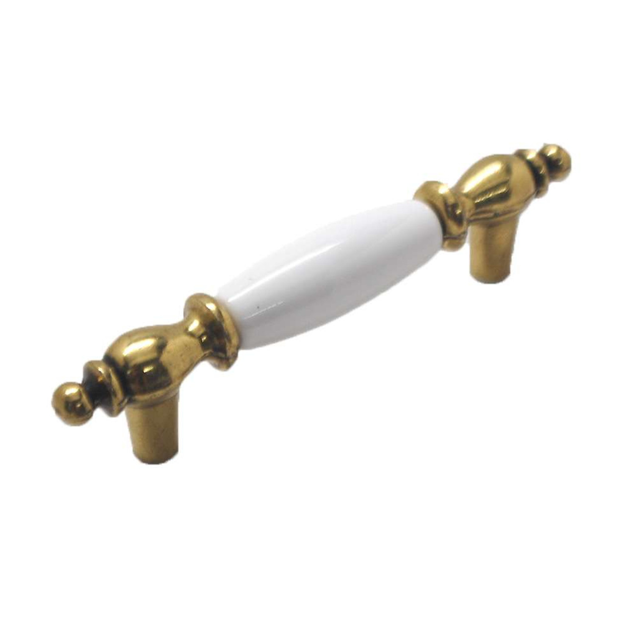 Belwith Tranquility 3 Centers Handle Pull in Antique Brass and White