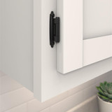 AMEROCK Self Closing Face Mount Extended Tab Variable Overlay Cabinet Hinge (pair) in Flat Black BPR7629FB Mounted AMEROCK Self Closing Face Mount Extended Tab Variable Overlay Cabinet Hinge (pair) in Flat Black BPR7629FB Mounted