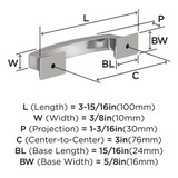 AMEROCK Incisive Cabinet Handle Pull in Polished Chrome 3" BP3712026 Specs AMEROCK Incisive Cabinet Handle Pull in Polished Chrome 3" BP3712026 Specs