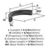 AMEROCK Parabolic Arch Handle Pull in Matte Black 3" BP37345MB Specs AMEROCK Parabolic Arch Handle Pull in Matte Black 3" BP37345MB Specs