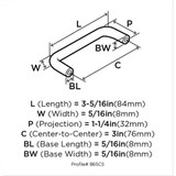 Amerock Wire Pulls in Satin Nickel 3" BP865CSG10 Specs Amerock Wire Pulls in Satin Nickel 3" BP865CSG10 Specs