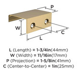 Amerock Streamline Tab Edge Pulls in Champagne Bronze 1-3/4" BP37200CZ Specs Amerock Streamline Tab Edge Pulls in Champagne Bronze 1-3/4" BP37200CZ Specs