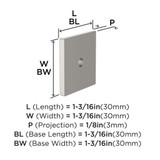 AMEROCK Ladera 1-3/16" Square Cabinet Knob Backplate in Satin Nickel BP37760G10 Specs AMEROCK Ladera 1-3/16" Square Cabinet Knob Backplate in Satin Nickel BP37760G10 Specs