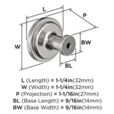 AMEROCK Faircrest 1-1/4" Diameter Cabinet Knob in Chrome BP3746026 Specs