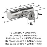 AMEROCK Faircrest 2" Length Wrapped Bar Knob Cabinet Pull in Chrome BP3746126 Specs