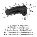 AMEROCK Faircrest 2" Length Wrapped Bar Knob Cabinet Pull in Matte Black BP37461MB Specs