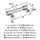 AMEROCK Faircrest Wrapped Bar Handle Pulls in Chrome 3" BP4746226 Specs AMEROCK Faircrest Wrapped Bar Handle Pulls in Chrome 3" BP4746226 Specs