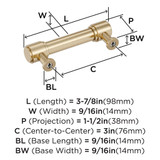 AMEROCK Faircrest Wrapped Bar Handle Pulls in Golden Champagne 3" BP347462BBZ Specs