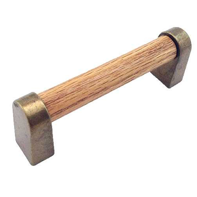 AMEROCK Royal Family Oak Wood 3" Center to Center Handle Cabinet Pull - Burnished Brass 76241-OB