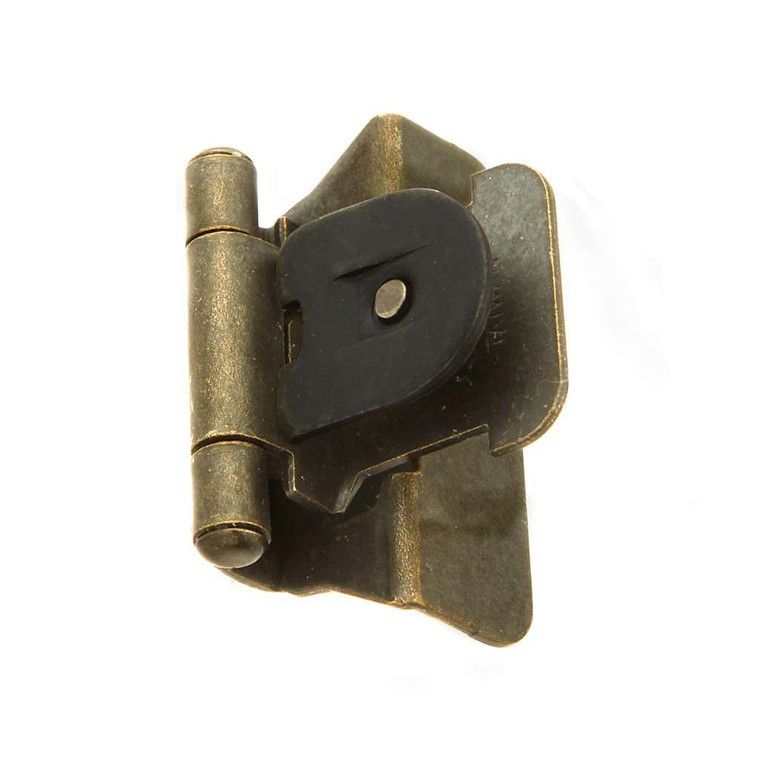 Hickory Double Demountable 1/4" Overlay Partial Wrap Cabinet Hinge (pair) in Antique Brass P5311-AB