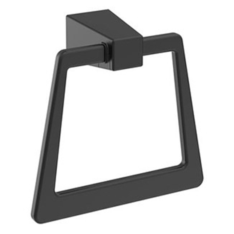 Main View of a Matte Black Hanging Towel Ring from Amerock's Blackrock Collection BH36002MB