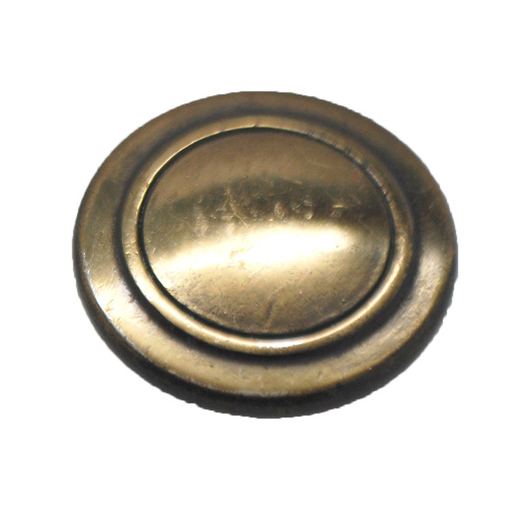 Main View of a Shiny Antique Brass Round Cabinet Knob from Amerock's Designer's Hardware Collection
