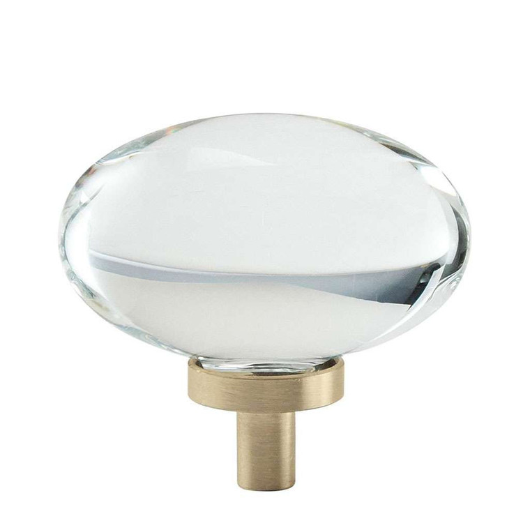 AMEROCK Glacio 1-3/4" Length Glass Oval Cabinet Knob in Clear and Golden Champagne BP36651CBBZ