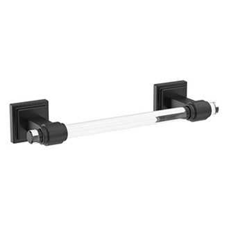 Main View of a Black and Clear 8" Bathroom Towel Bar from Amerock Glacio Collection BH36065CMB