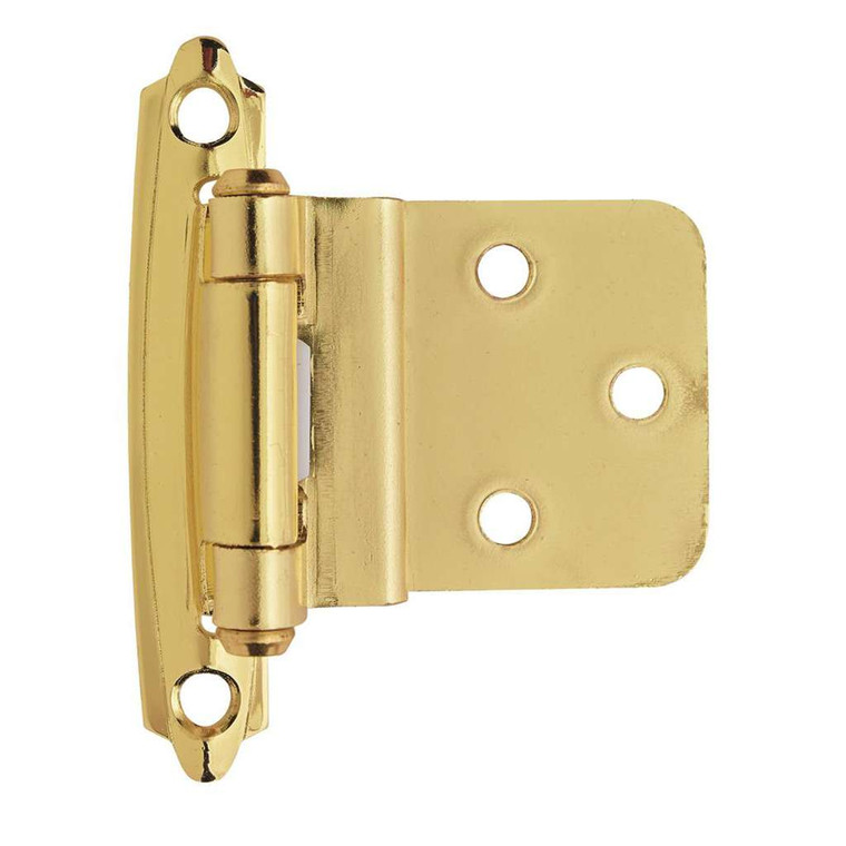 Amerock Face Mount Self Closing 3/8" Inset Cabinet Hinge (pair) in Polished Brass BPR34283