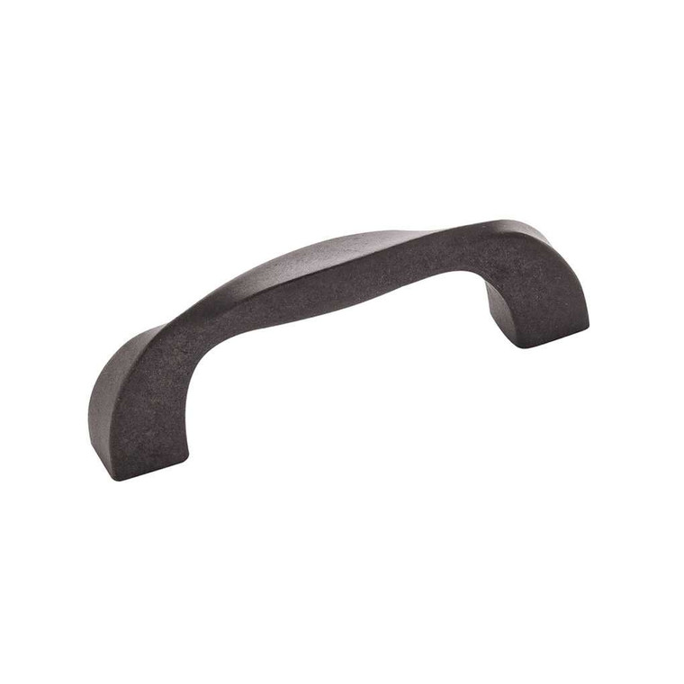 Main View of a Black Iron 3" Hole Centers Cabinet Handle Pull from Hickory Hardware's Twist Collection H076015-BI