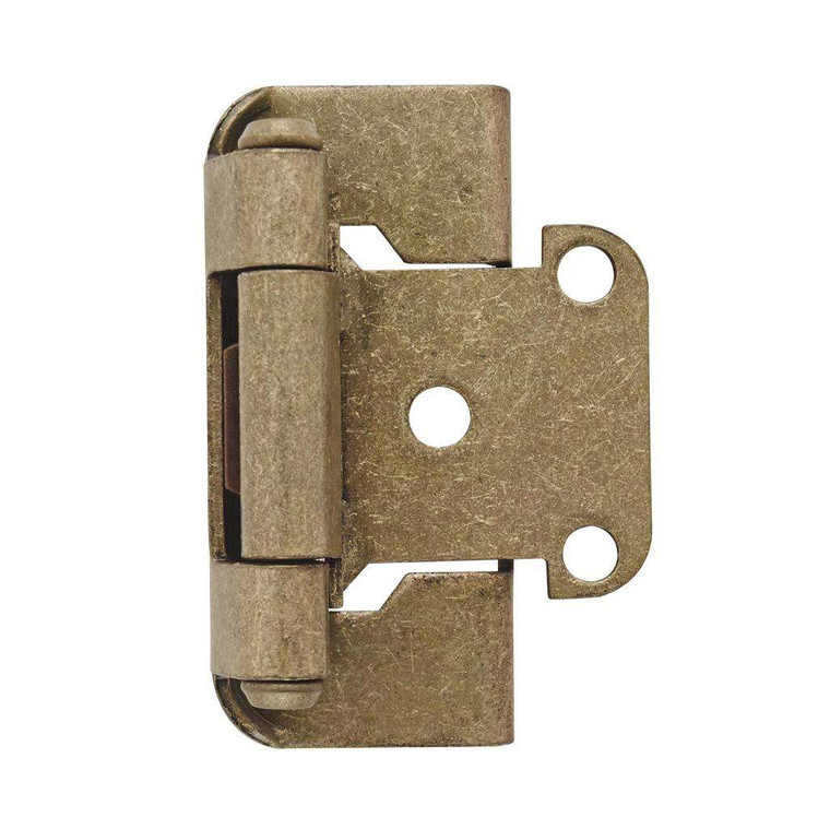 AMEROCK Self Closing Partial Wrap 1/2" Overlay Cabinet Hinge (pair) in Burnished Brass BPR7550BB Front View