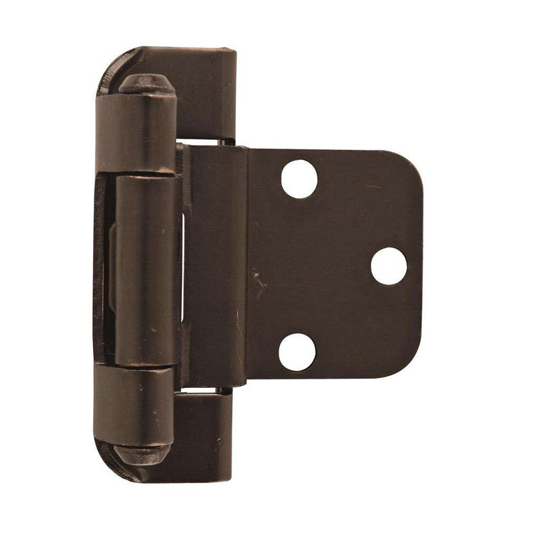 AMEROCK Self Closing 3/8" Inset Partial Wrap Cabinet Hinge (pair) in Oil Rubbed Bronze BPR7565ORB Front View