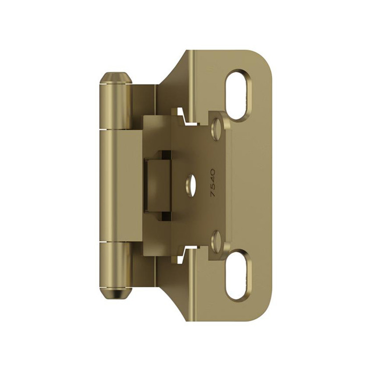 AMEROCK Self Closing Partial Wrap 1/4" Overlay Cabinet Hinge (pair) in Golden Champagne BPR7566BBZ Angle