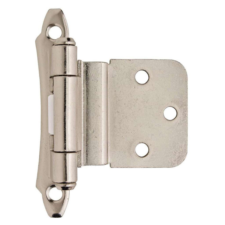 AMEROCK Scalloped Edge Self Closing Face Mount 3/8" Inset Cabinet Hinge (pair) in Polished Chrome BPR792826 Front View