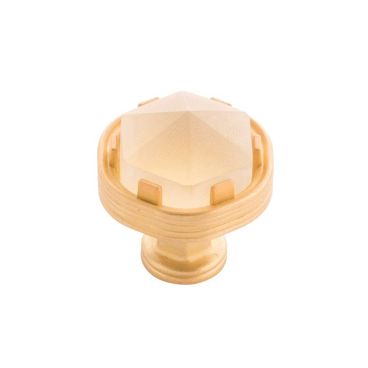 BELWITH KEELER Chrysalis 1-3/16" Diameter Frosted Glass Cabinet Knob in Brushed Golden Brass B076304GF-BGB