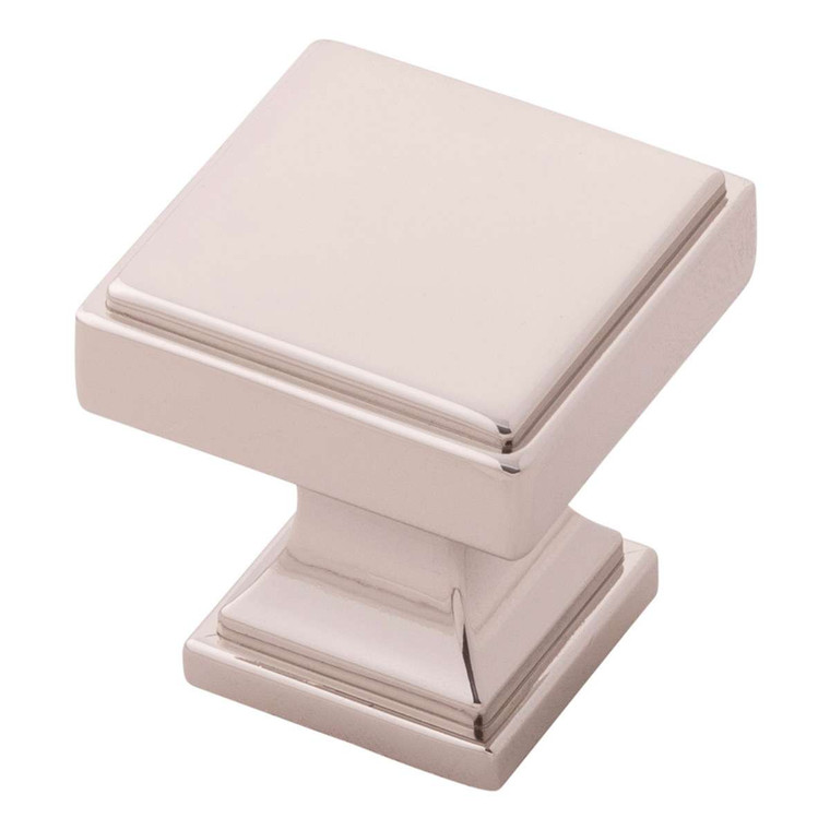 Belwith Keeler Brownstone Square Cabinet Knob in Polished Nickel 1" B077458-14