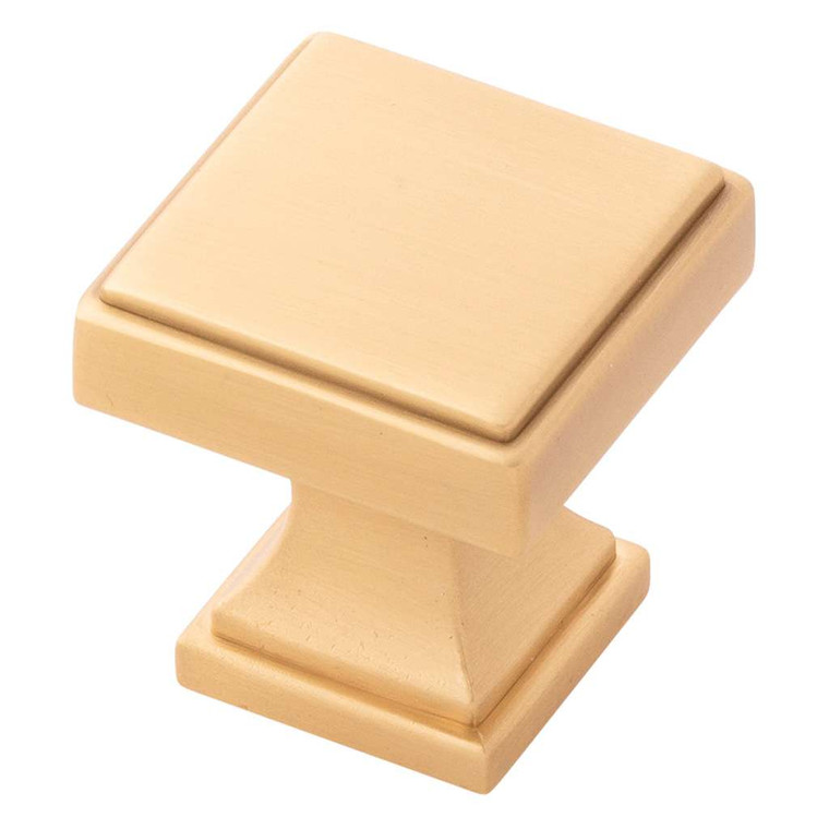 Belwith Keeler Brownstone Square Cabinet Knob in Brushed Golden Brass 1" B077458-BGB