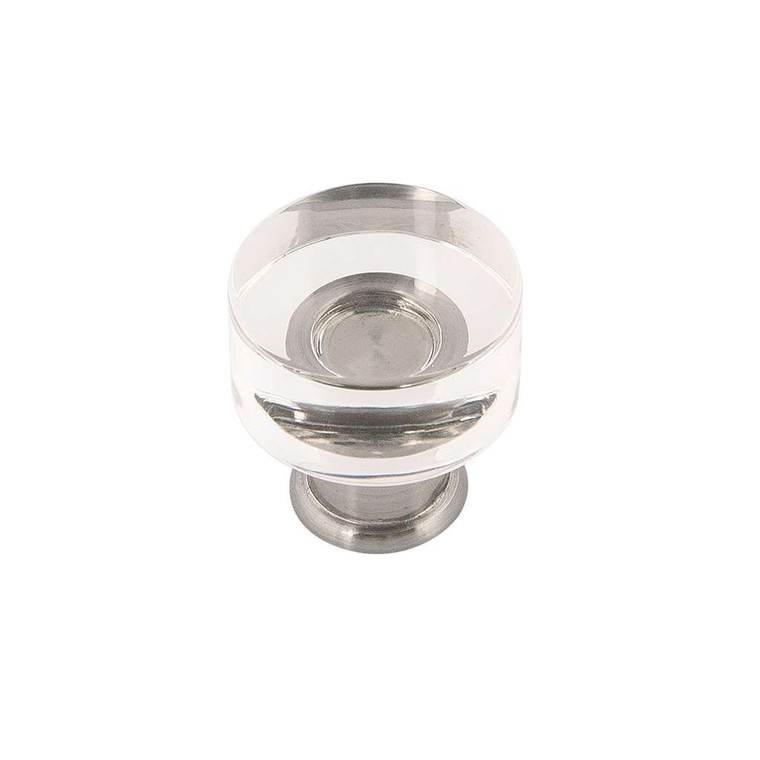 HICKORY Midway Round Cabinet Knob in Satin Nickel and Clear 1" P3708-CASN