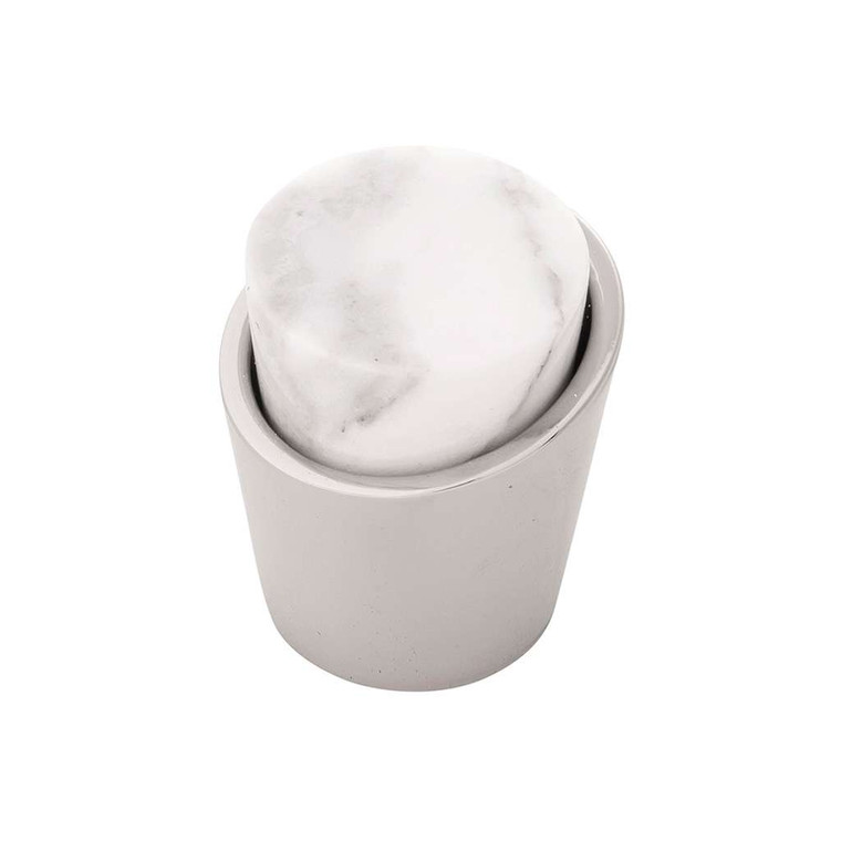 BELWITH KEELER Firenze 1-1/4" Diameter Cabinet Knob in White and Polished Nickel B077038MW-14