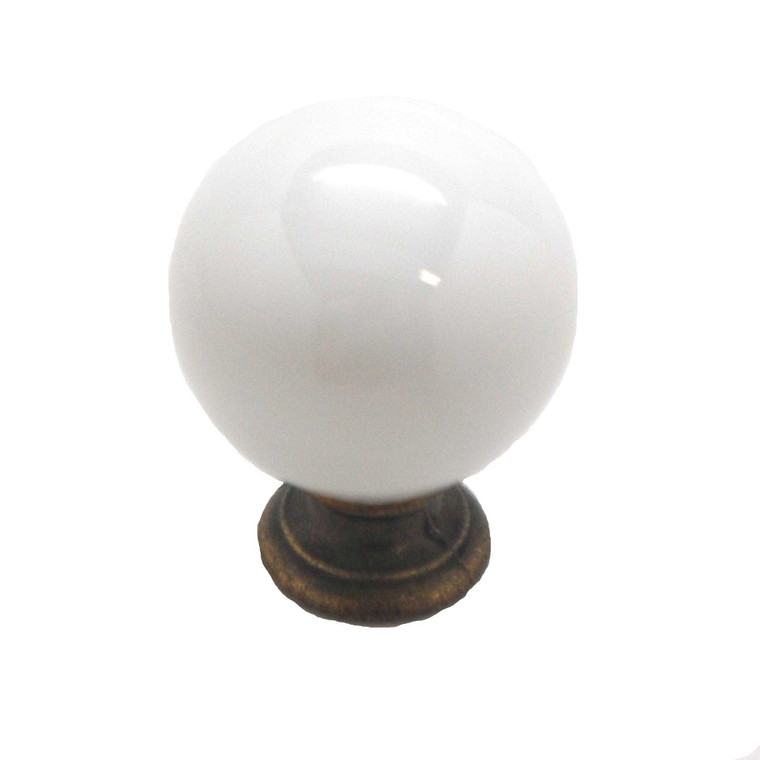 BELWITH 1-1/4" Round Cabinet Knob - White P20-VB