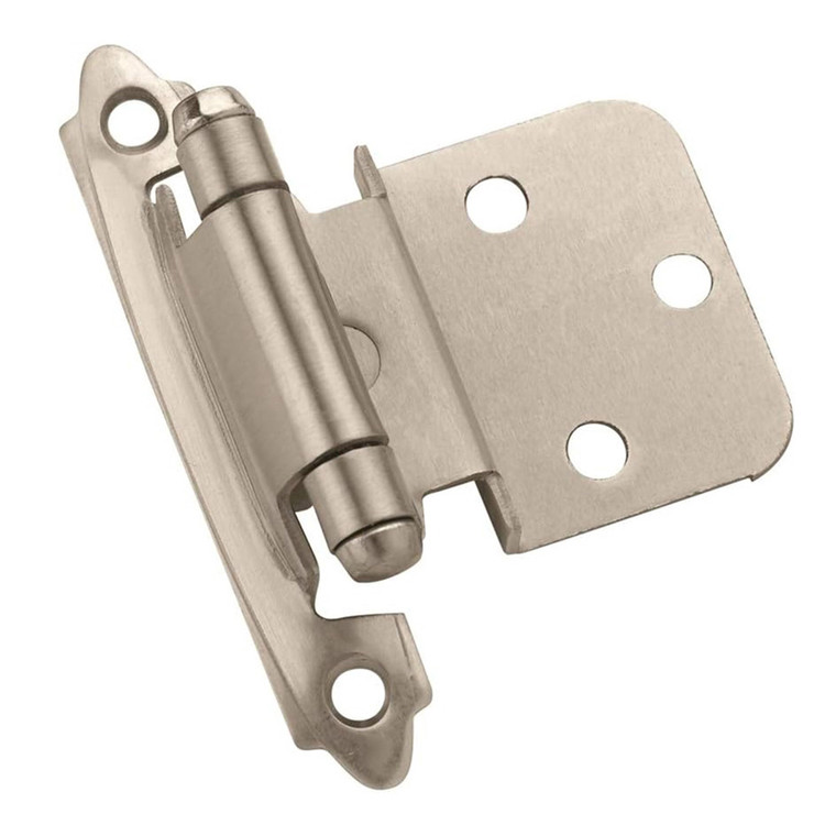 AMEROCK Self Closing Face Mount 3/8" Inset Cabinet Hinge (pair) in Satin Nickel CM7128G10