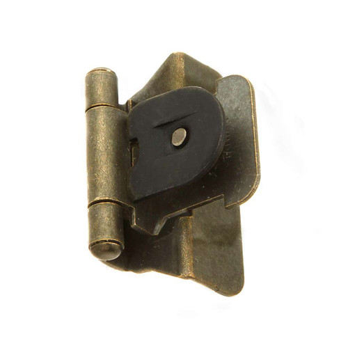 HICKORY Double Demountable 1/4" Overlay Partial Wrap Cabinet Hinge (pair) in Antique Brass