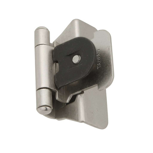 HICKORY Double Demountable 1/4" Overlay Partial Wrap Cabinet Hinge (pair) in Satin Nickel