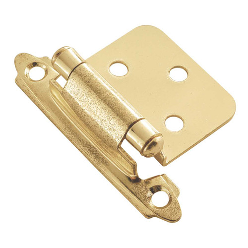 HICKORY Self Closing Face Mount Variable Overlay Cabinet Hinge - Polished Brass P144-3 (pair)