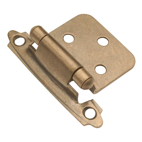 HICKORY Self Closing Face Mount Variable Overlay Cabinet Hinge - Antique Brass P144-AB (pair)