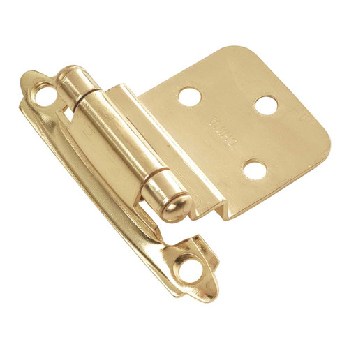 HICKORY Self Closing Face Mount 3/8" Inset Cabinet Hinge - Polished Brass P143-3 (pair)